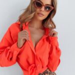 Koszula oversize Ola Voga Lana neonowa pomarańczowa