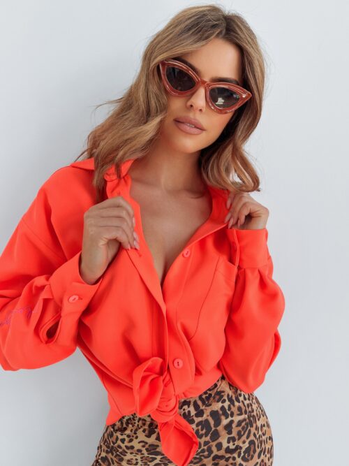 Koszula oversize Ola Voga Lana neonowa pomarańczowa
