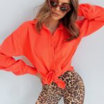 Koszula oversize Ola Voga Lana neonowa pomarańczowa