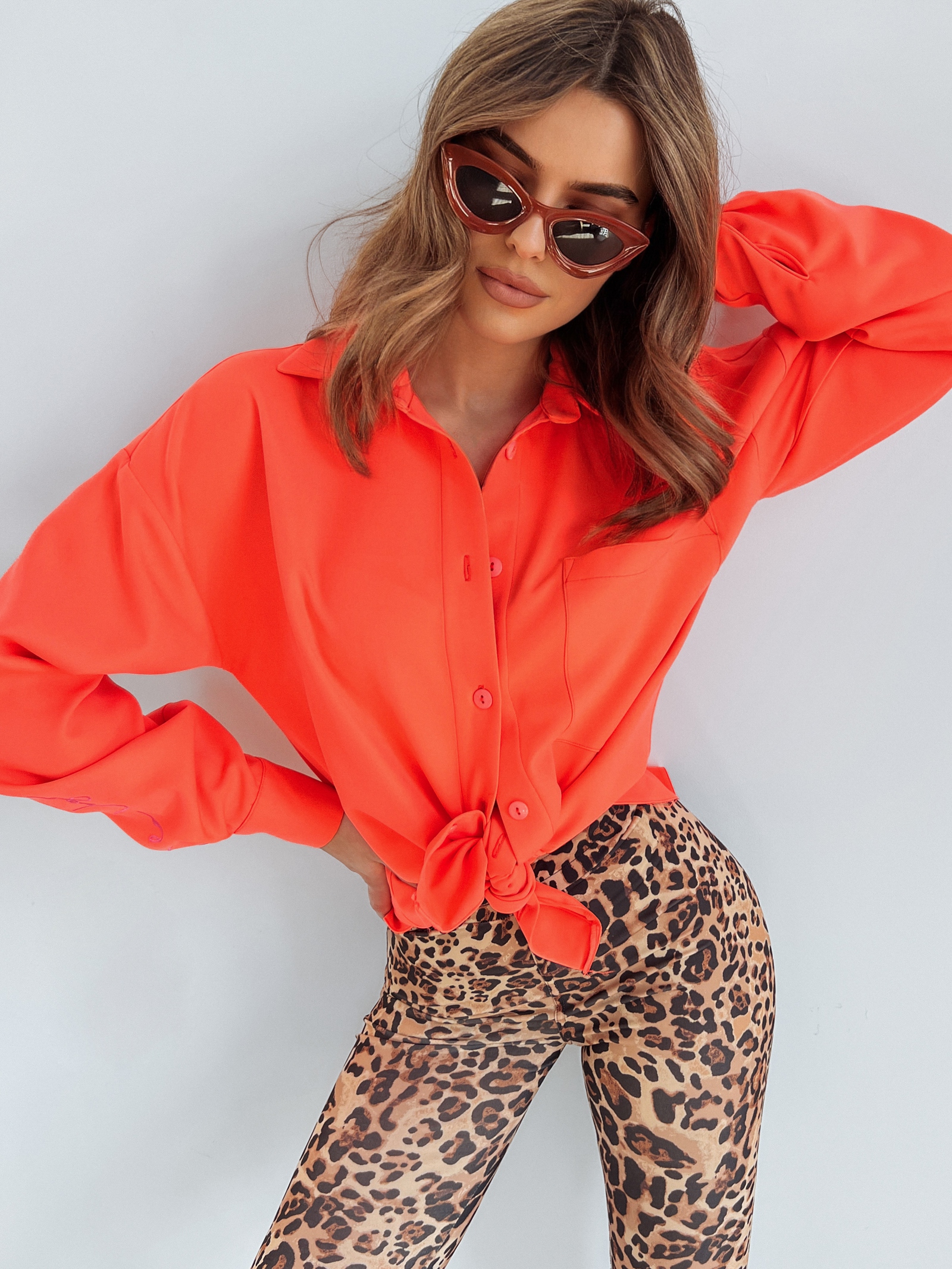 Koszula oversize Ola Voga Lana neonowa pomarańczowa