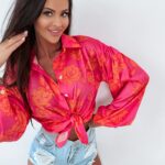 -wyprzedane-Koszula Ola Voga Flower Shirt fuksja-pomarańcz
