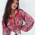 Koszula elegancka Ola Voga Flower Shirt różowa