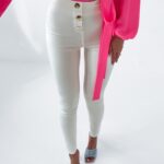 Spodnie dopasowane O'la Voga Gold Back ecru