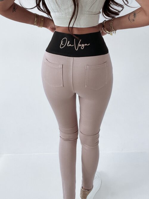 Spodnie dopasowane O'la Voga Gold Back beżowe