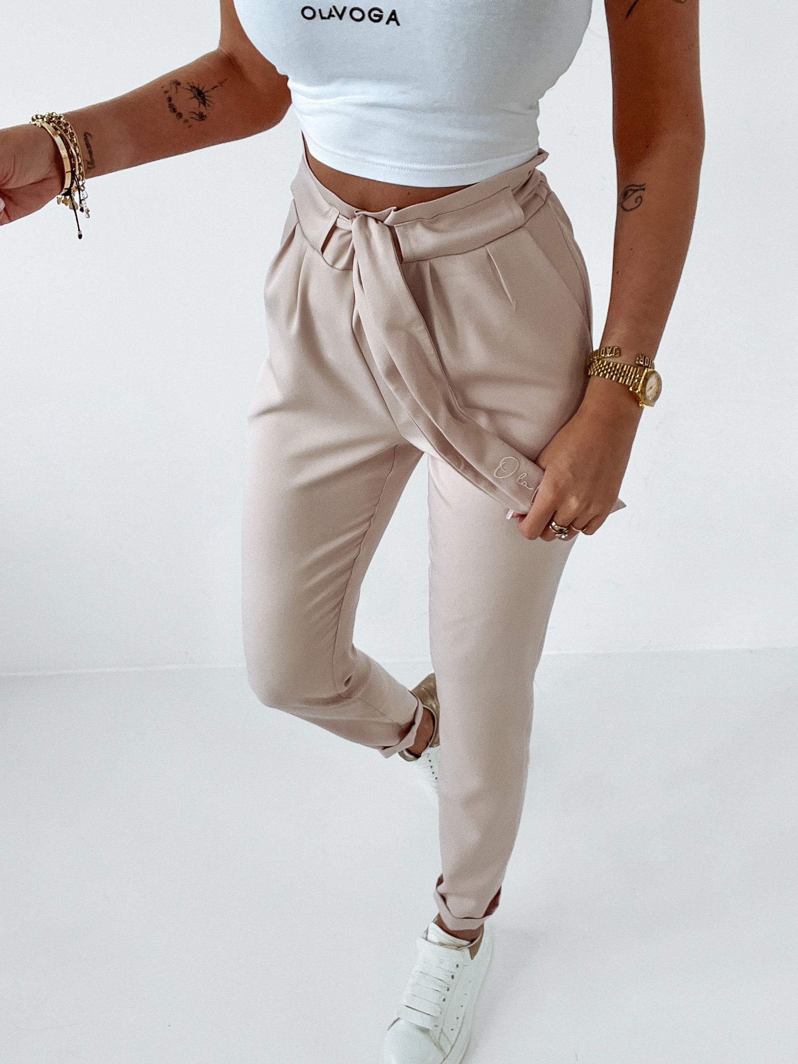 Spodnie z wiązaniem Neli O'la Voga beżowe