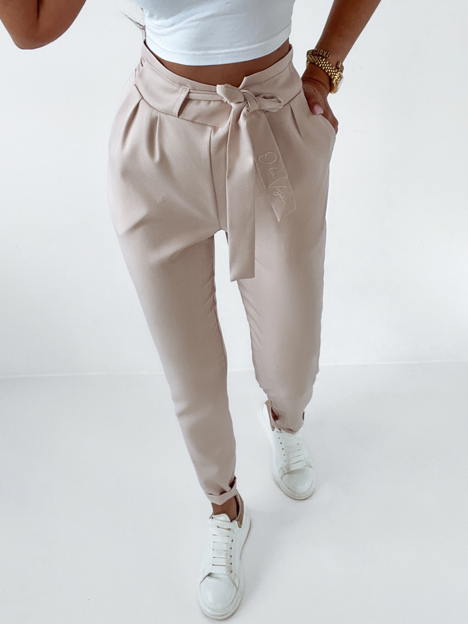 Spodnie z wiązaniem Neli O'la Voga beżowe