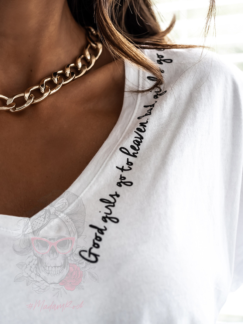 T-shirt w serek Bebe Plus biały