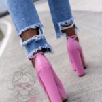 Czółenka na słupku Madam Pinkna różowe