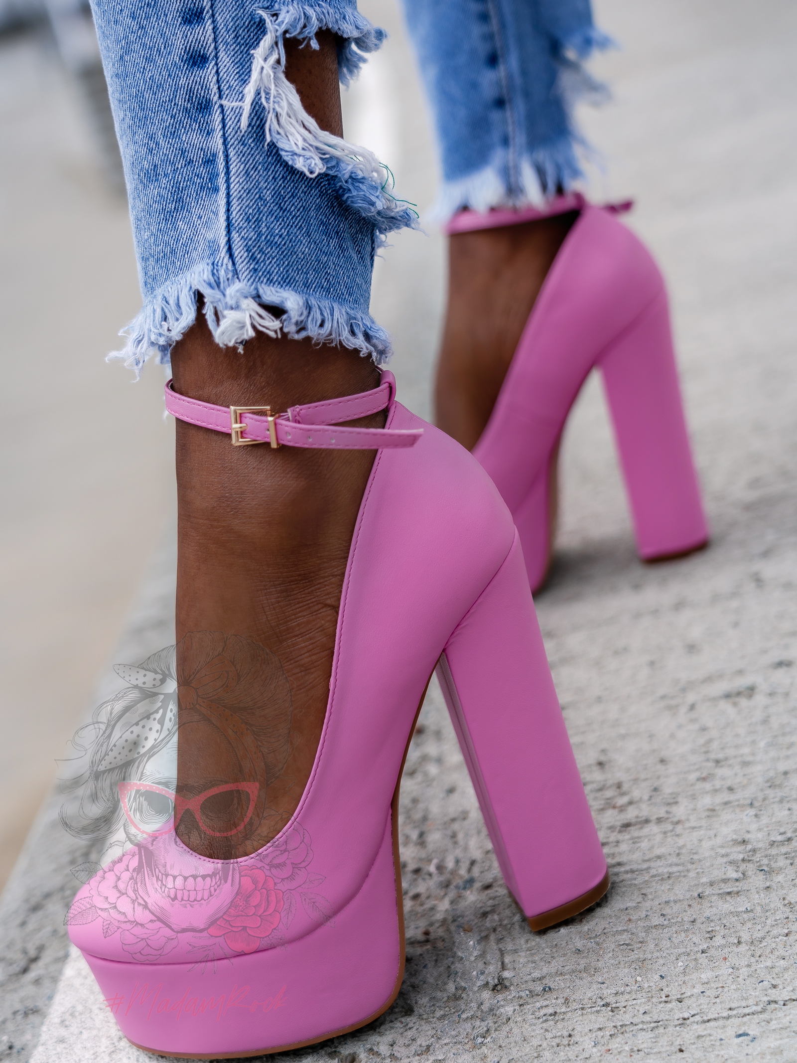 Czółenka na słupku Madam Pinkna różowe Czółenka na słupku Madam Pinkna różowe