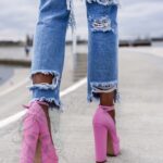 Czółenka na słupku Madam Pinkna różowe