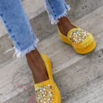 Espadryle na platformie Madam Comfit żółte