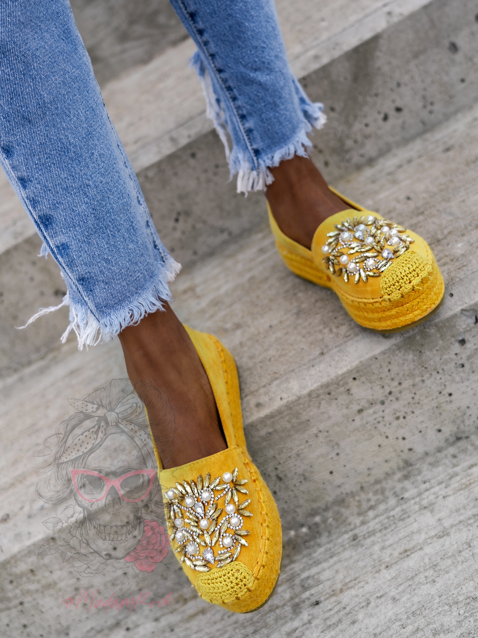 Espadryle na platformie Madam Comfit żółte