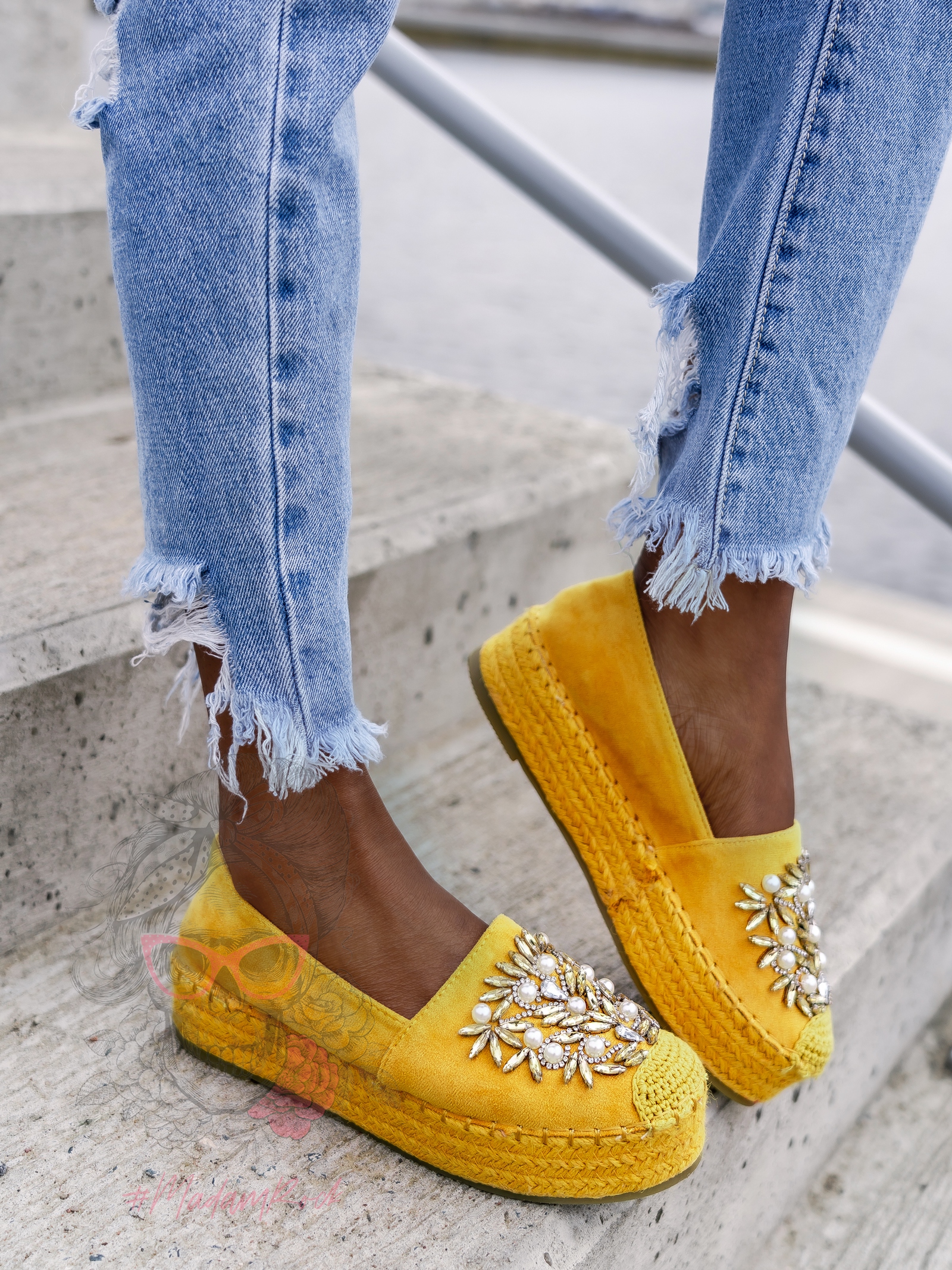 Espadryle na platformie Madam Comfit żółte