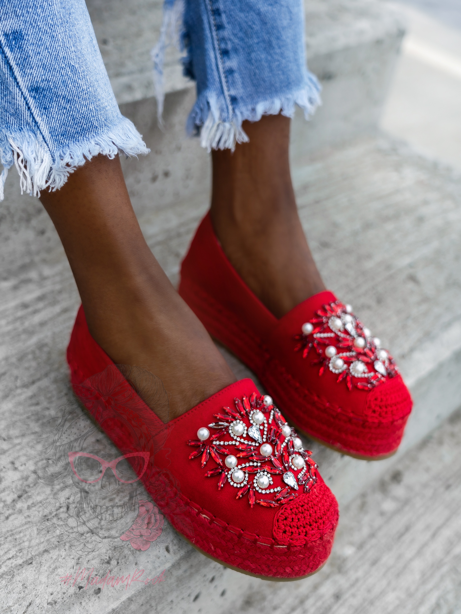 Espadryle na platformie Madam Comfit czerwone