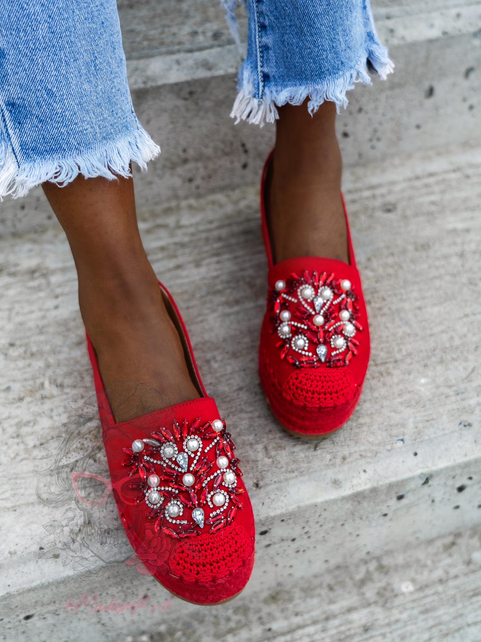 Espadryle na platformie Madam Comfit czerwone