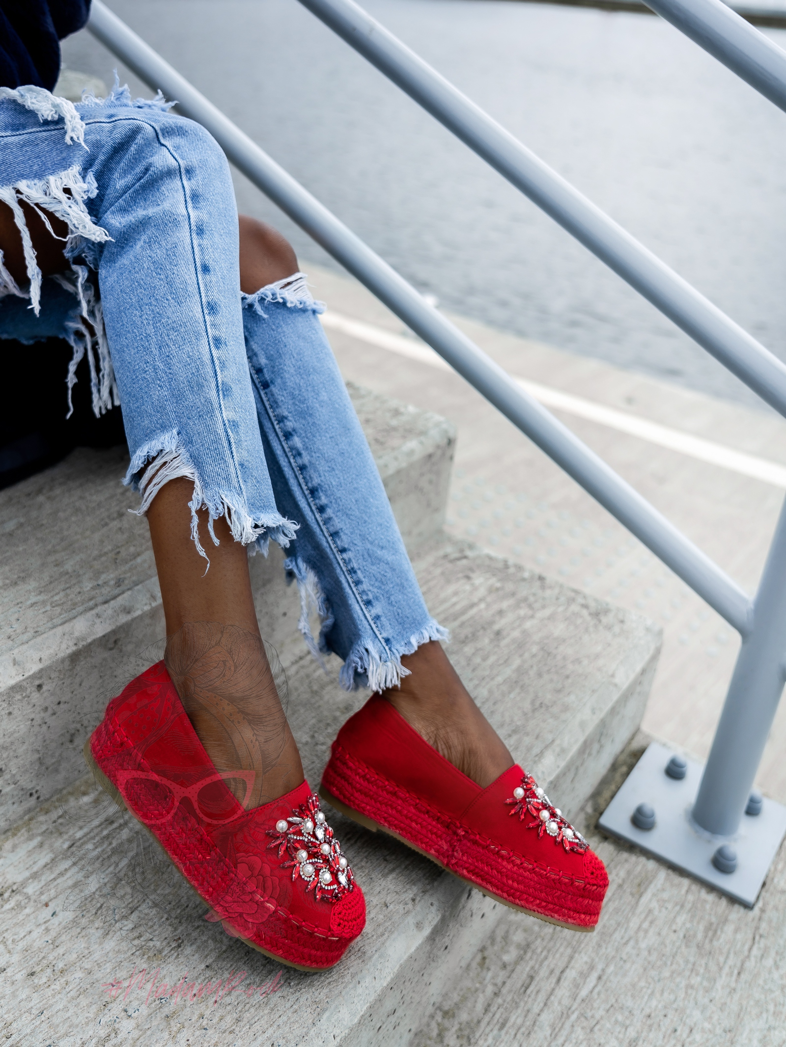 Espadryle na platformie Madam Comfit czerwone