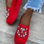 Espadryle na platformie Madam Comfit czerwone