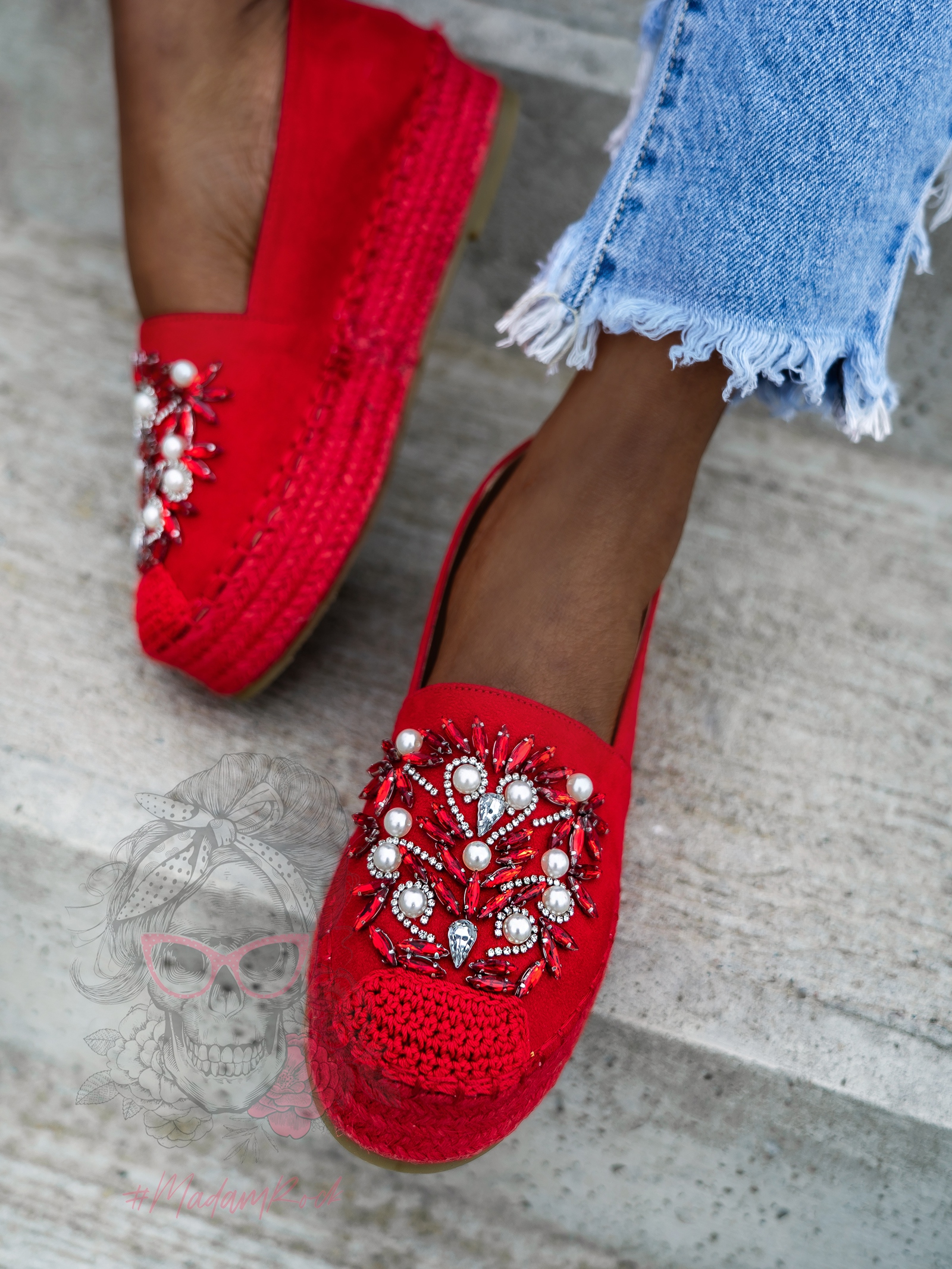 Espadryle na platformie Madam Comfit czerwone