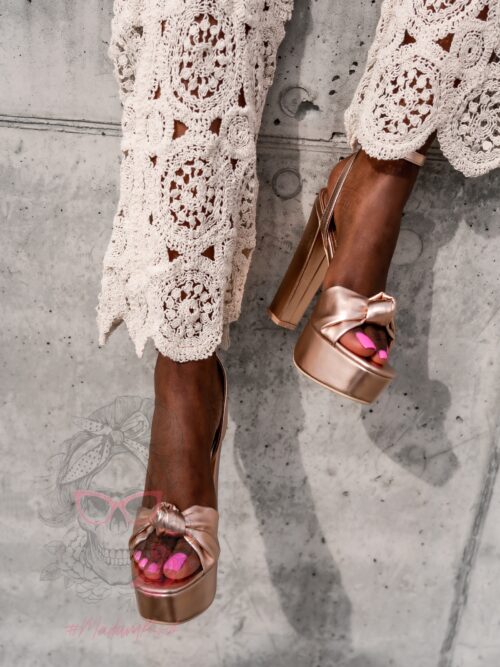Sandały na słupku Madam Pobia rosegold