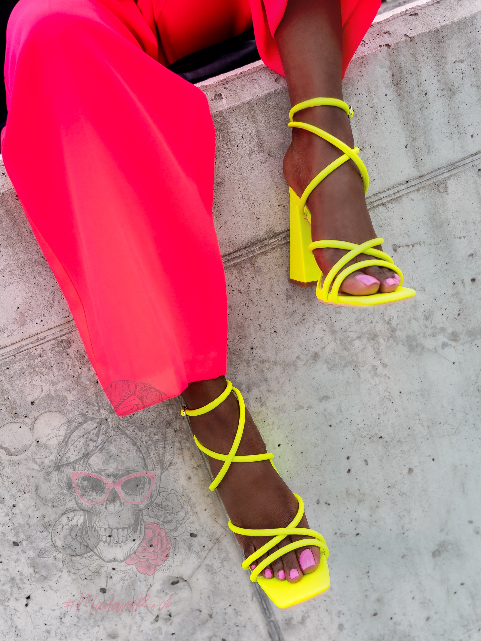 -wyprzedane-Sandały na słupku Rock Snap II żółte neonowe -wyprzedane-Sandały na słupku Rock Snap II żółte neonowe