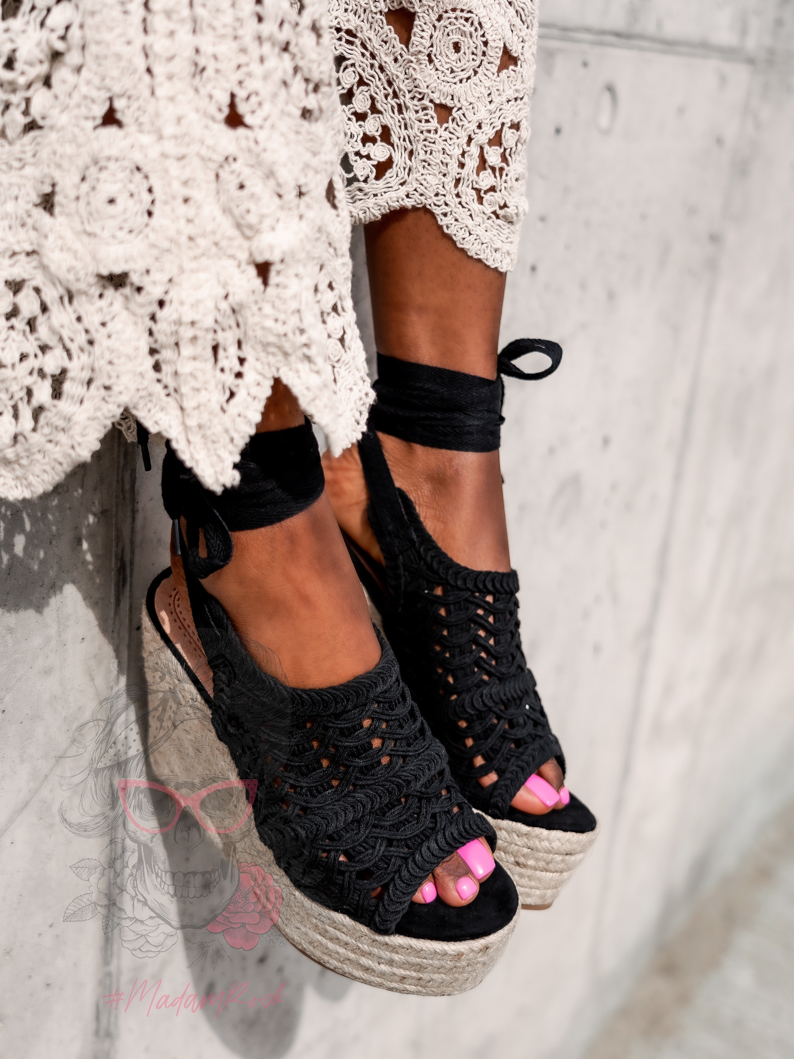 Koturny espadryle Madam Cordon czarne