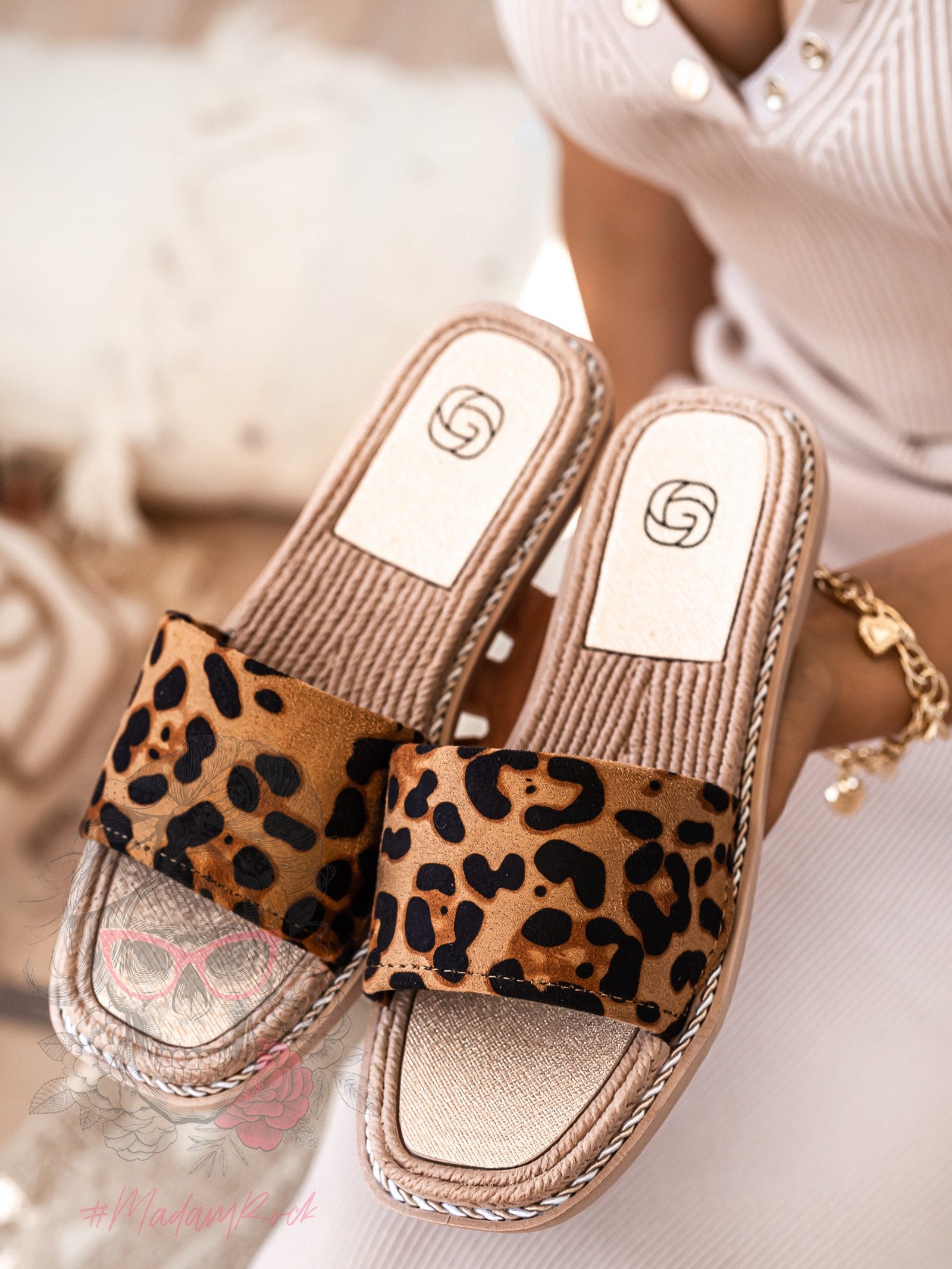 Klapki płaskie Madam Simplicato panterka