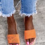 Klapki płaskie Madam Simplicato neon pomarańcz