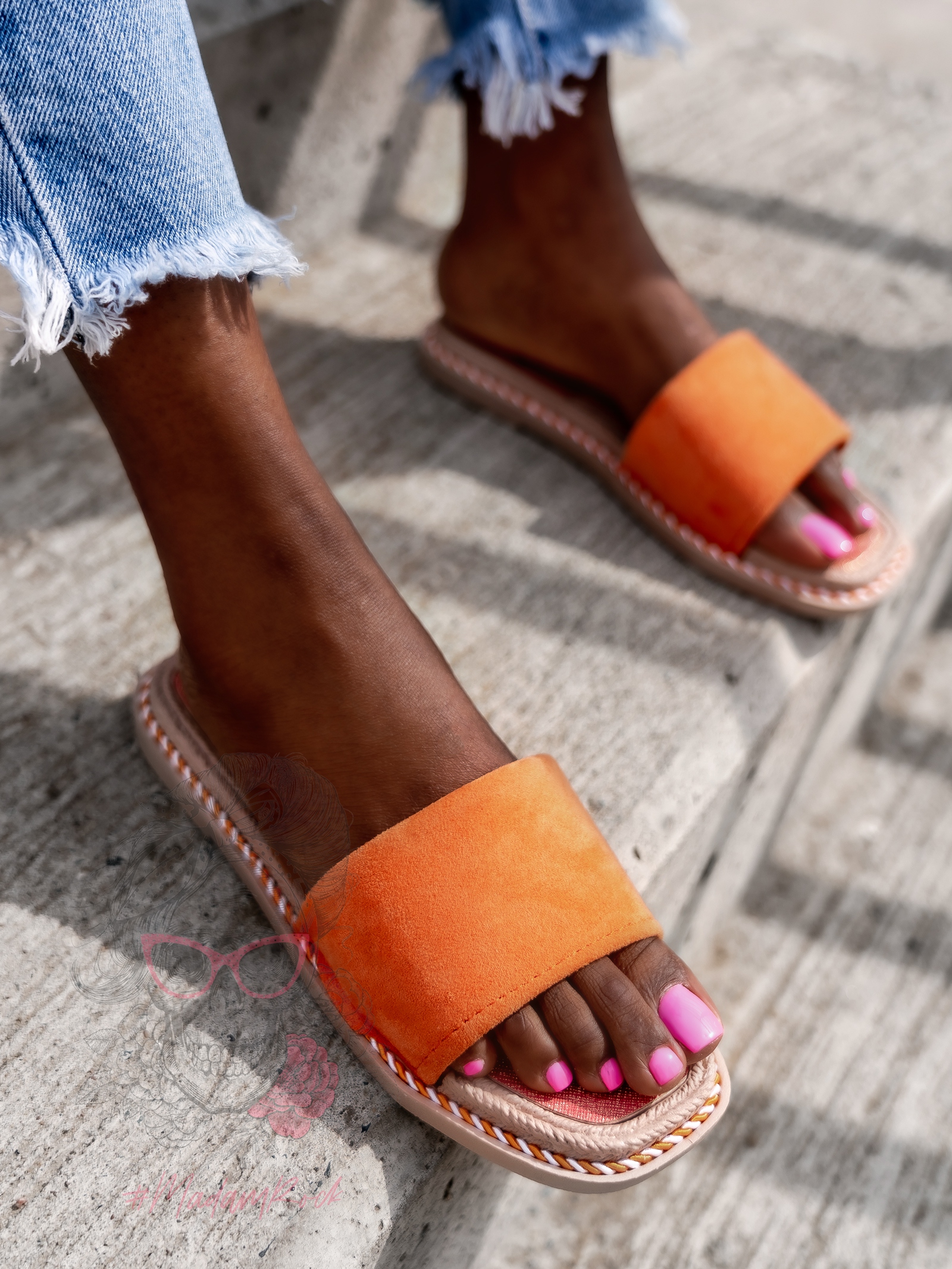 Klapki płaskie Madam Simplicato neon pomarańcz Klapki płaskie Madam Simplicato neon pomarańcz