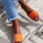 Klapki płaskie Madam Simplicato neon pomarańcz