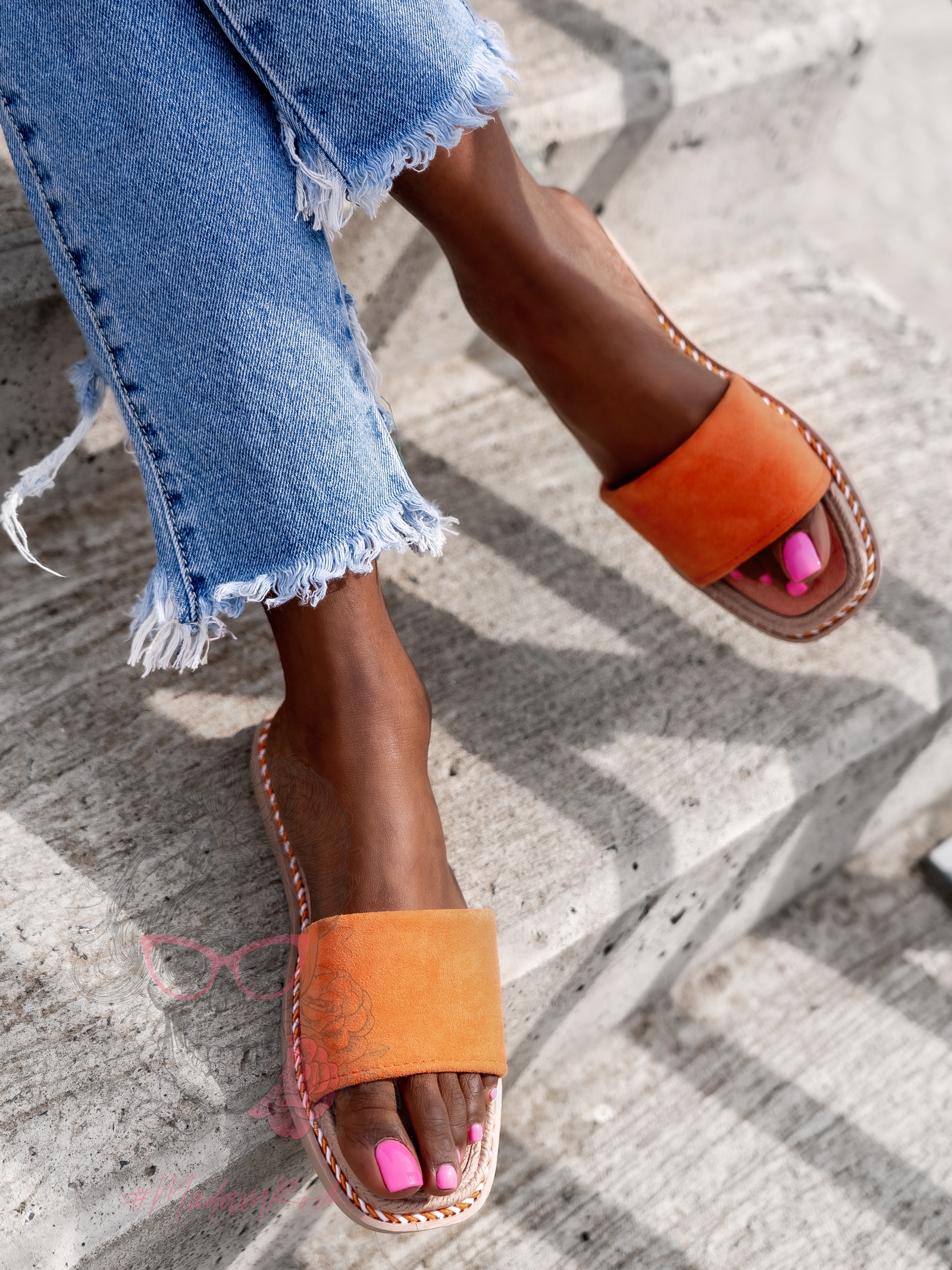 Klapki płaskie Madam Simplicato neon pomarańcz Klapki płaskie Madam Simplicato neon pomarańcz