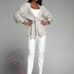 Kardigan z warkoczem Braid beżowy