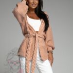 Kardigan z warkoczem Braid pudrowy