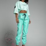 Spodnie skórzane Ola Voga Fresh Leather miętowe