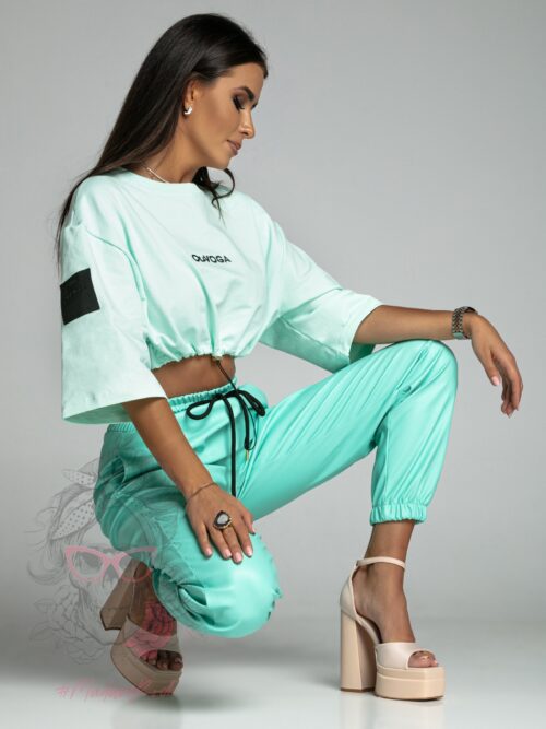 Spodnie skórzane Ola Voga Fresh Leather miętowe