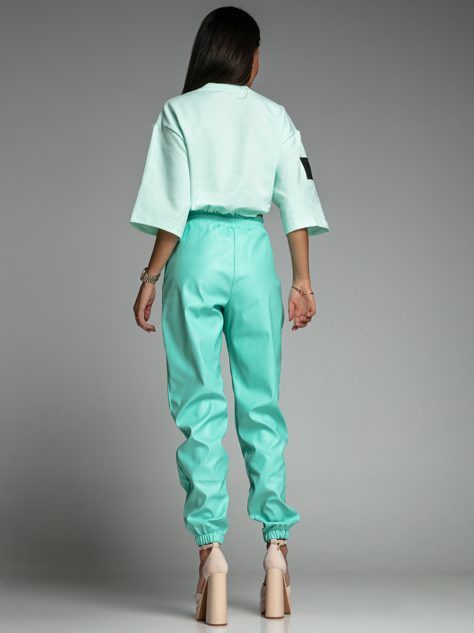 Spodnie skórzane Ola Voga Fresh Leather miętowe