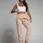 Spodnie dresowe bawełniane Sporty Look beżowe