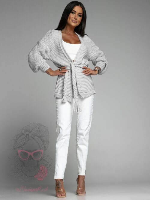 Kardigan z warkoczem Braid szary