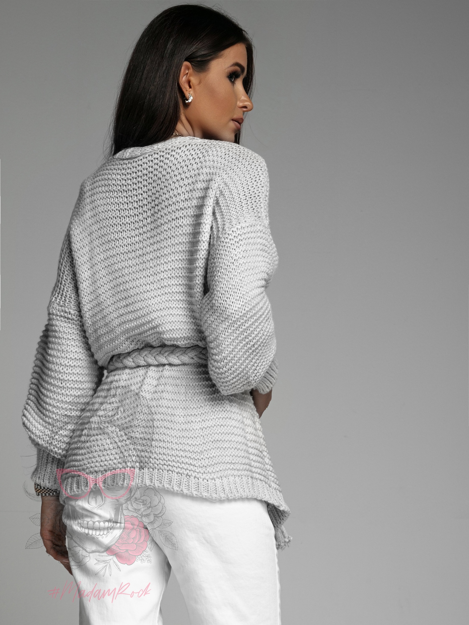 Kardigan z warkoczem Braid szary Kardigan z warkoczem Braid szary