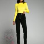 Body dopasowane welurowe Logo żółte