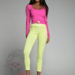 Spodnie legginsy prążkowane Items limonka