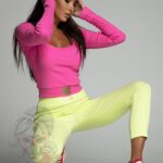 Spodnie legginsy prążkowane Items limonka