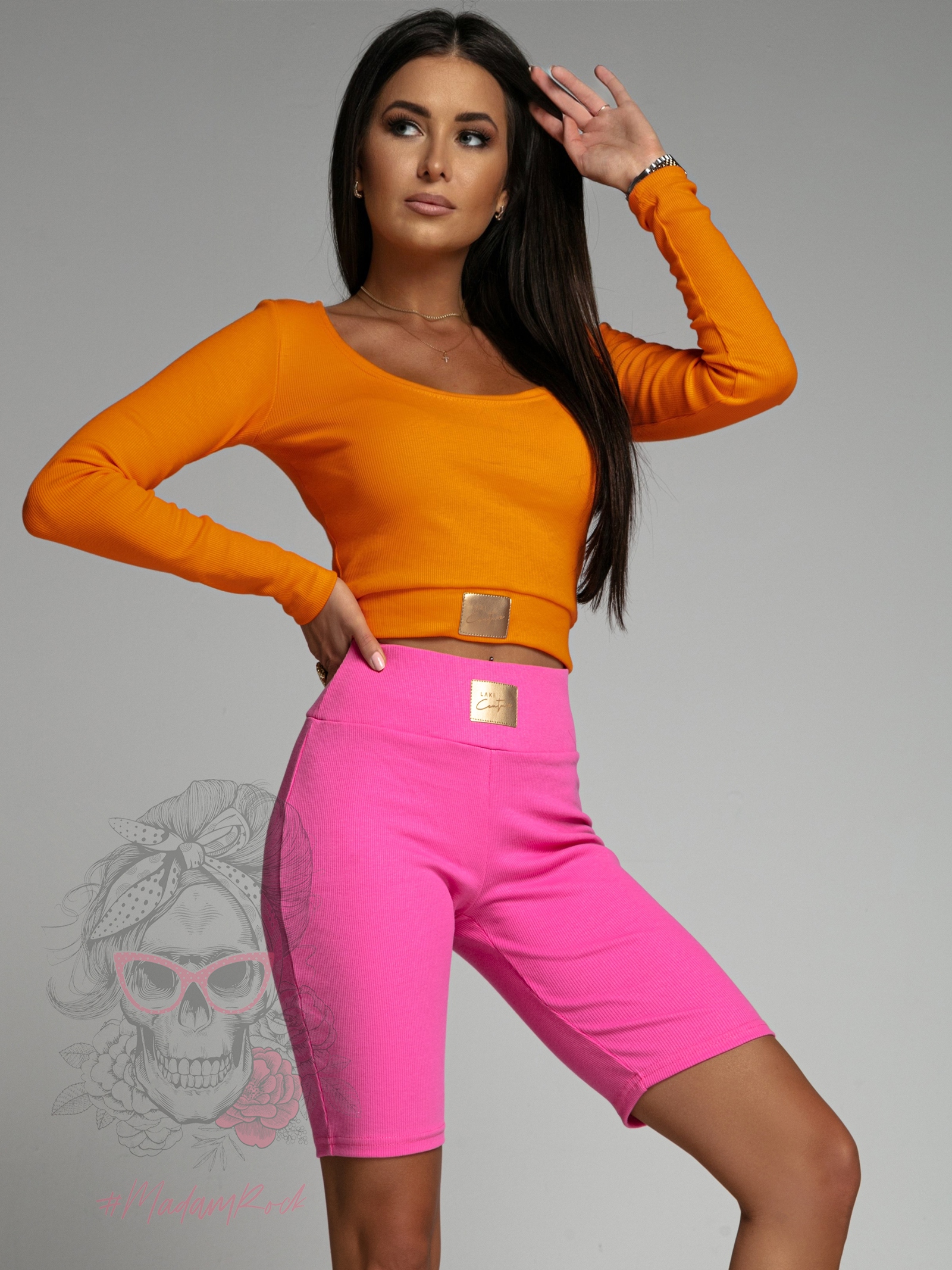 WYPRZEDANE-Spodnie kolarki prążkowane Items fuksja