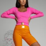 Spodnie kolarki prążkowane Items pomarańczowe