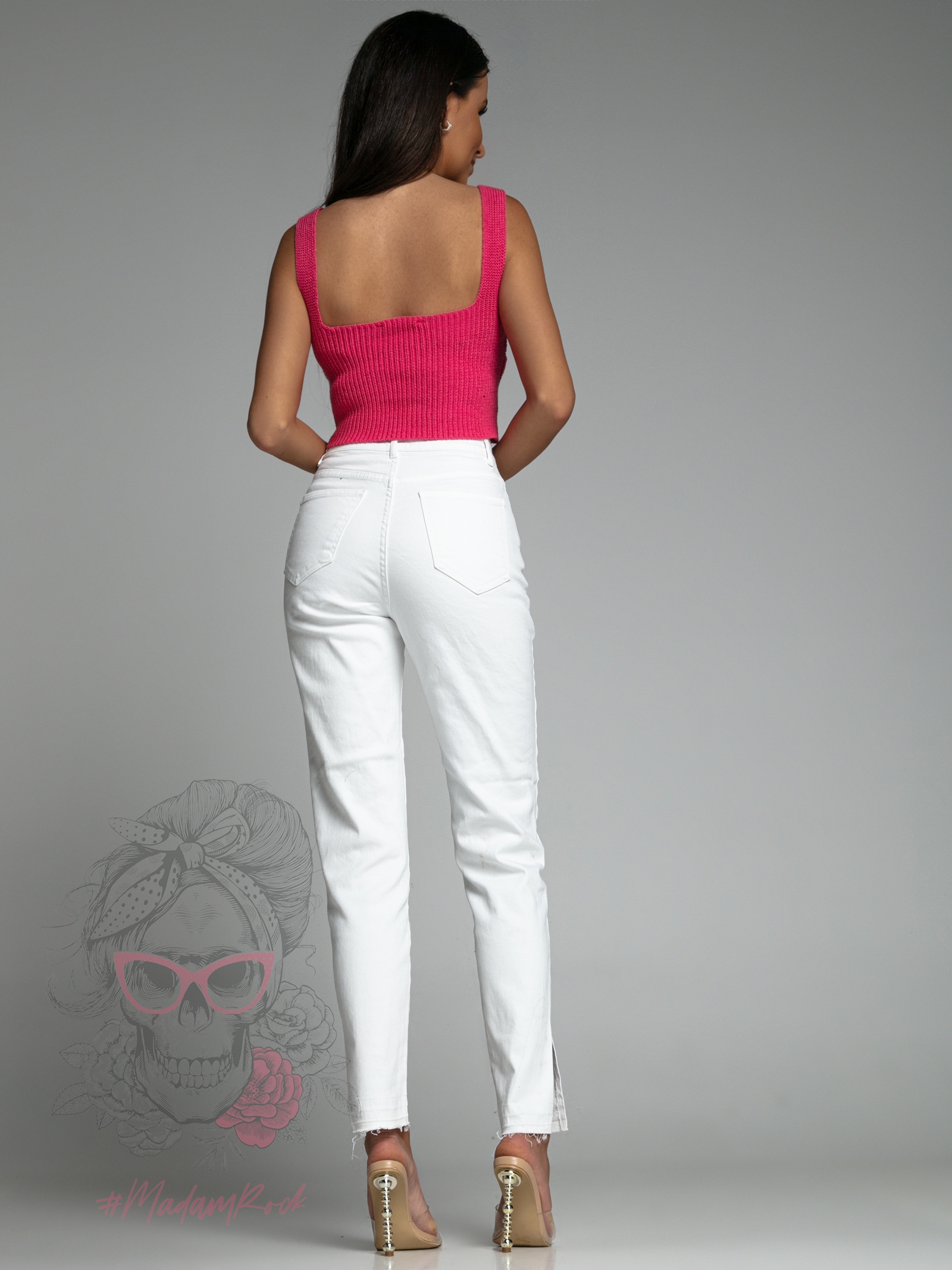 -wyprzedane-Spodnie jeansowe Pulsanti białe