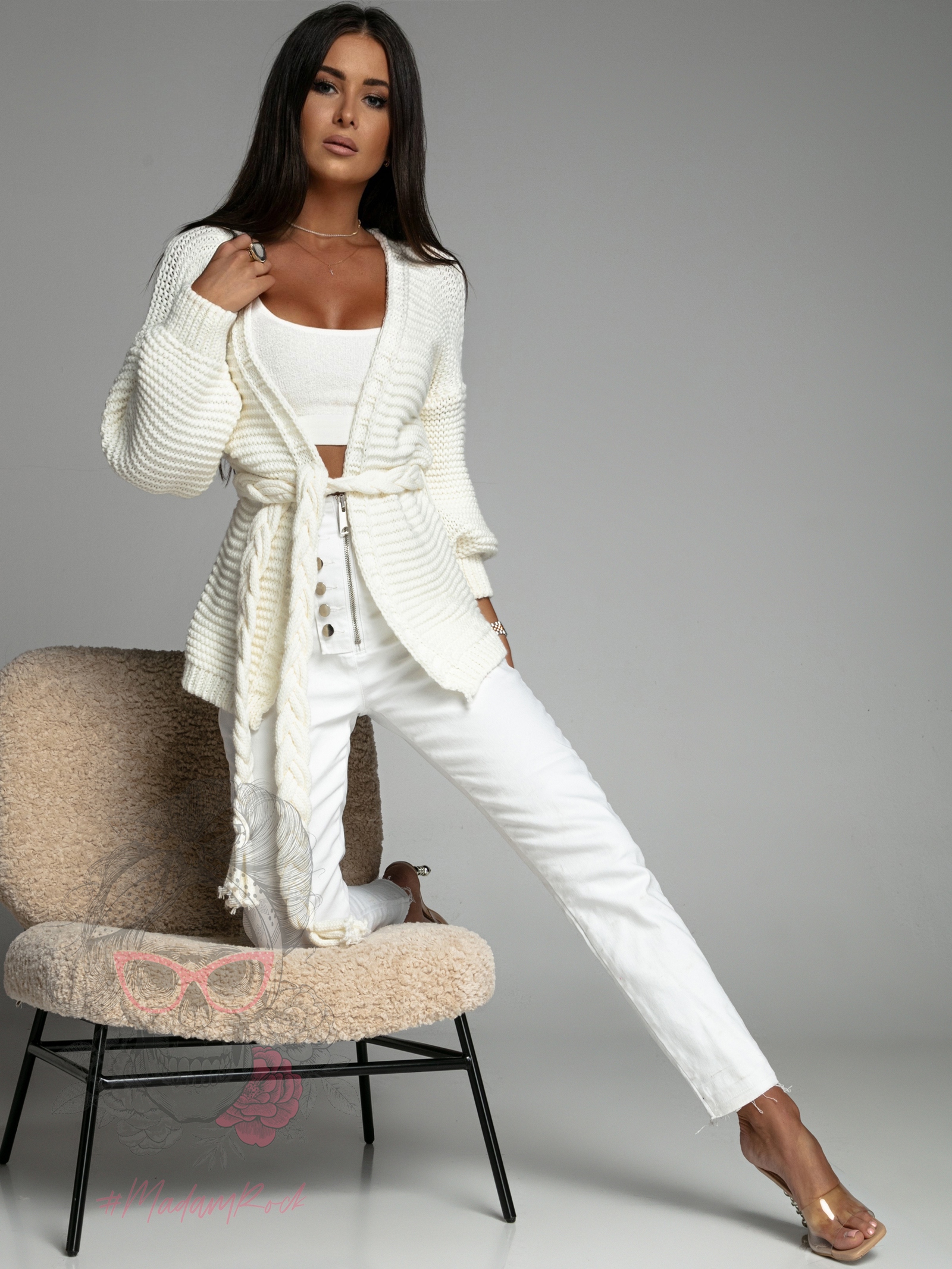 -wyprzedane-Spodnie jeansowe Pulsanti białe