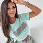 T-shirt logowany R&S Ola Voga błękitny