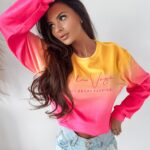 Bluza welurowa Gradient Ola Voga neon róż- pomarańcz