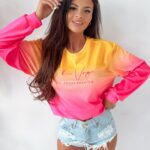 Bluza welurowa Gradient Ola Voga neon róż- pomarańcz