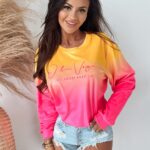 Bluza welurowa Gradient Ola Voga neon róż- pomarańcz