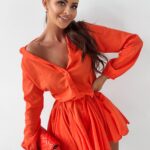 Sukienka zwiewna Gloria Ola Voga pomarańczowa